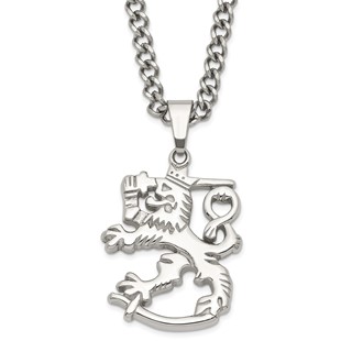 Stainless Steel Polished Lion w/ 2in ext. Necklace
