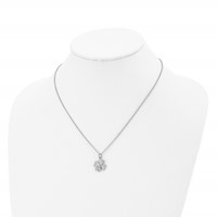 Stainless Steel Polished and Textured Necklace with Crystal Four Leaf Clover view 4