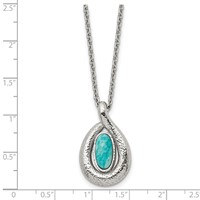 Stainless Steel Polished Textured Synthetic Dyed Jade Necklace with Ext., 2" view 5