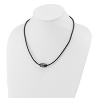 Chisel Stainless Steel Polished Black IP-plated Leather Cord Necklace, 20" view 5
