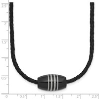 Chisel Stainless Steel Polished Black IP-plated Leather Cord Necklace, 20" view 4