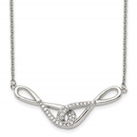 Stainless Steel Polished Necklace with CZ Infinity Symbols, 19" view 1