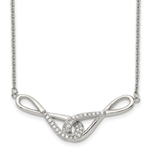 Stainless Steel Polished Necklace with CZ Infinity Symbols, 19"