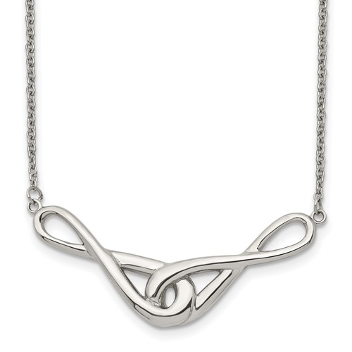 Stainless Steel Polished Infinity Symbols Necklace, 19"