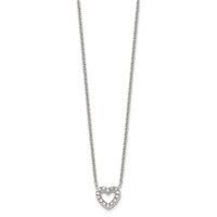 Chisel Stainless Steel Polished CZ Open Heart on an Cable Chain Necklace, 18" view 3
