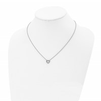 Chisel Stainless Steel Polished CZ Open Heart on an Cable Chain Necklace, 18" view 4