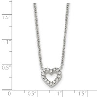 Chisel Stainless Steel Polished CZ Open Heart on an Cable Chain Necklace, 18" view 5