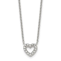 Chisel Stainless Steel Polished CZ Open Heart on an Cable Chain Necklace, 18" view 1