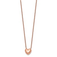 Chisel Stainless Steel Polished Rose IP-plated Heart on a Cable Chain Necklace, 17.5" view 3