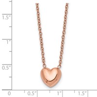 Chisel Stainless Steel Polished Rose IP-plated Heart on a Cable Chain Necklace, 17.5" view 5