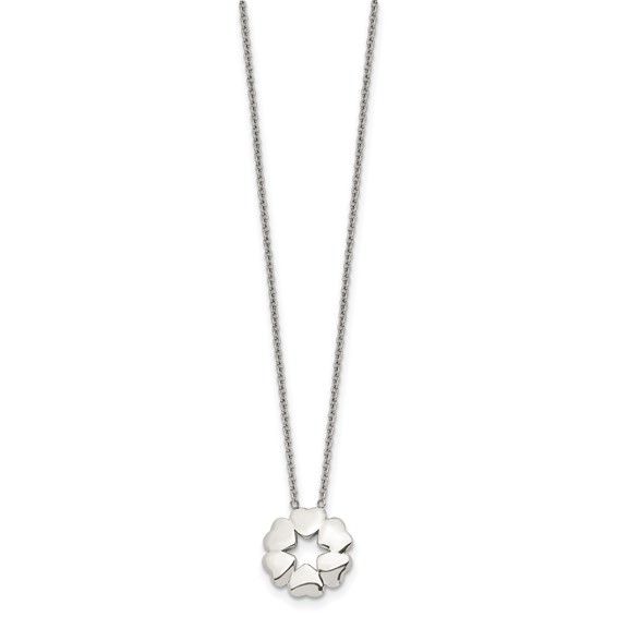 Stainless Steel Polished Circle of Hearts 18.5in Necklace