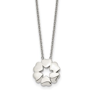 Stainless Steel Polished Circle of Hearts 18.5in Necklace