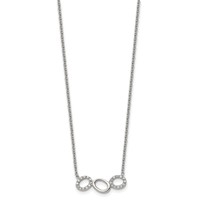 Stainless Steel Polished Necklace with CZ Circles, 18" view 3