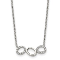 Stainless Steel Polished Necklace with CZ Circles, 18" view 1