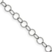 Chisel Stainless Steel Polished 6mm Circle Link Necklace, 22" view 1