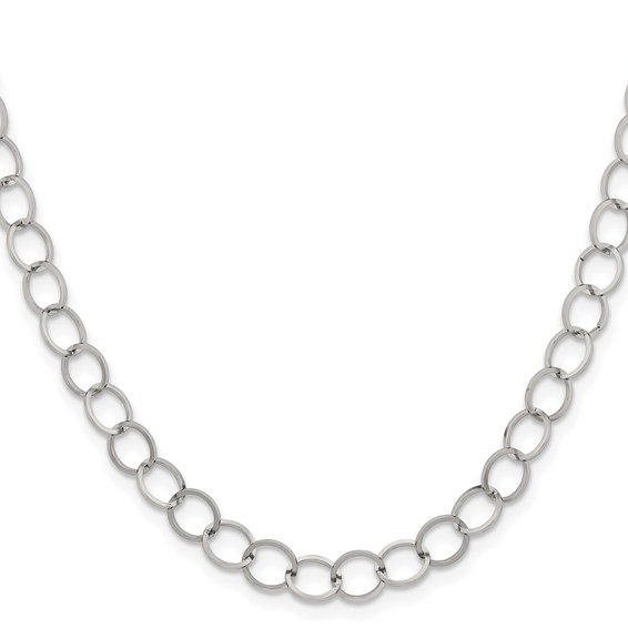 Stainless Steel Polished 8mm Circle Link 24in Necklace