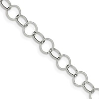 Stainless Steel Polished 8mm Circle Link Necklace, 24" view 1