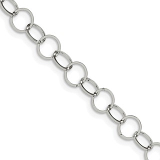 Stainless Steel Polished 8mm Circle Link 24in Necklace