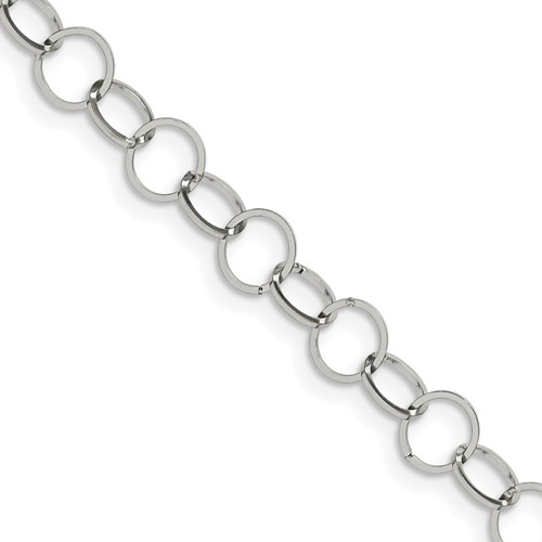Stainless Steel Polished 8mm Circle Link Necklace, 24"