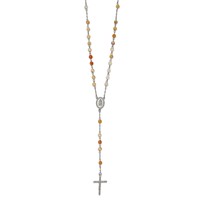 Chisel Stainless Steel Polished Necklace with Agate Beads Rosary, 31" view 3