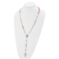 Chisel Stainless Steel Polished Necklace with Agate Beads Rosary, 31" view 4