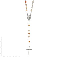 Chisel Stainless Steel Polished Necklace with Agate Beads Rosary, 31" view 5