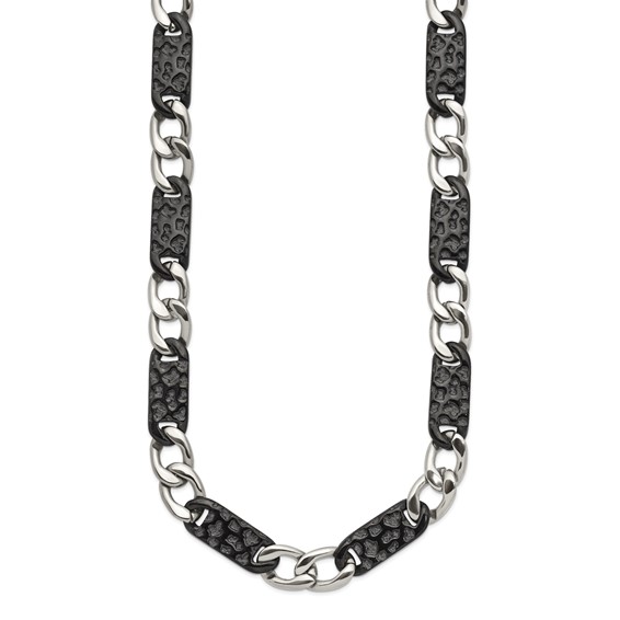 Chisel Stainless Steel Polished Black IP-plated Link 24 inch Necklace