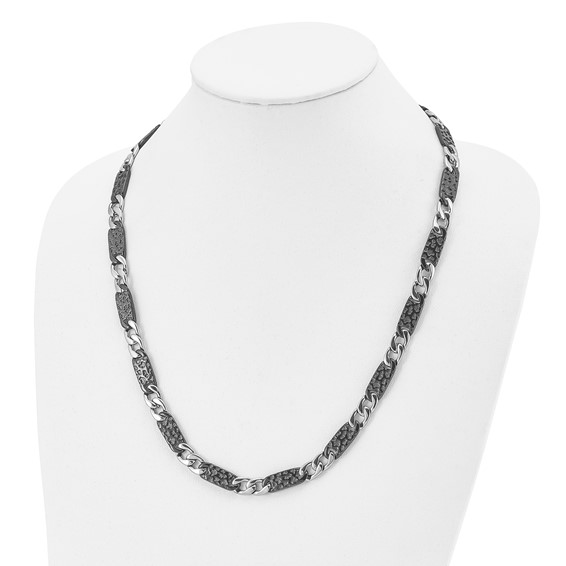 Chisel Stainless Steel Polished Black IP-plated Link 24 inch Necklace