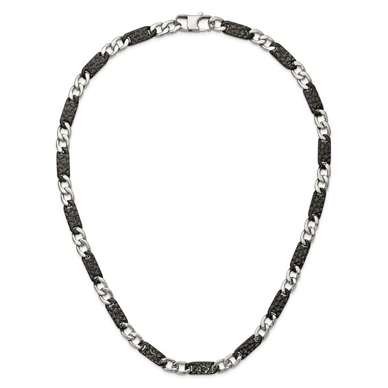 Chisel Stainless Steel Polished Black IP-plated Link 24 inch Necklace