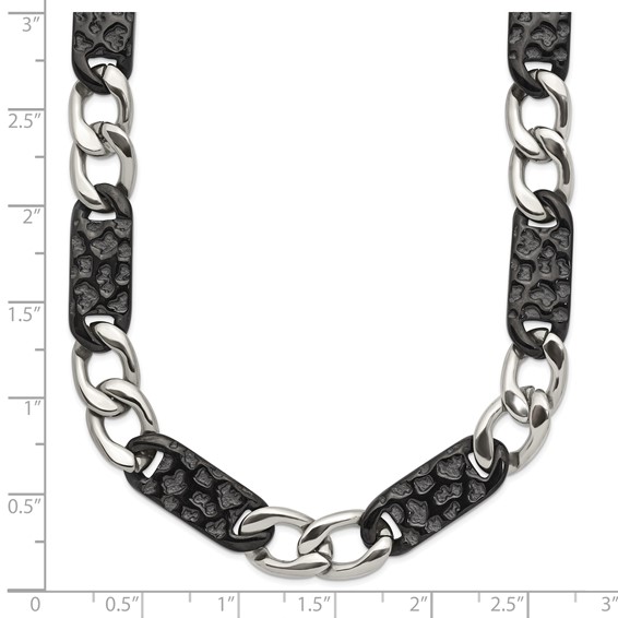 Chisel Stainless Steel Polished Black IP-plated Link 24 inch Necklace