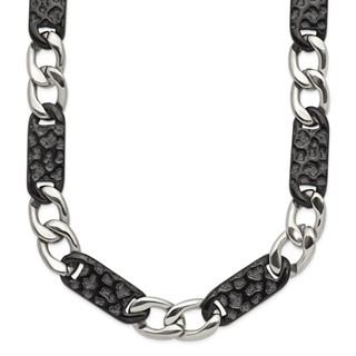 Chisel Stainless Steel Polished Black IP-plated Link 24 inch Necklace