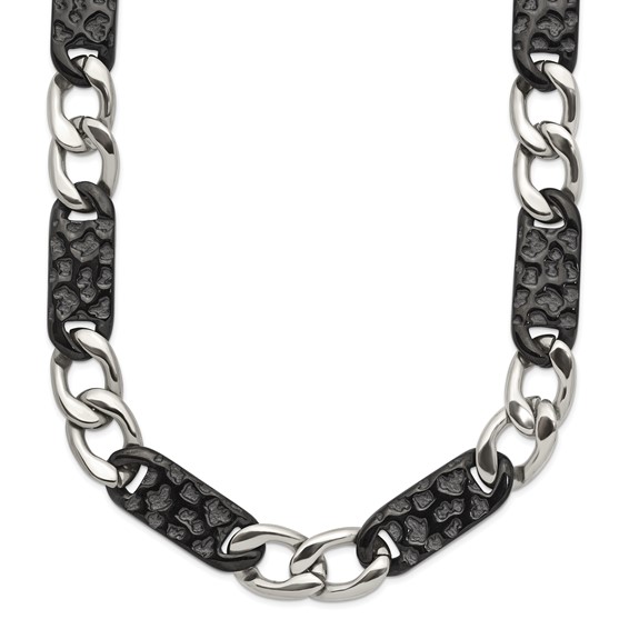 Chisel Stainless Steel Polished Black IP-plated Link 24 inch Necklace