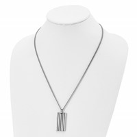 Chisel Stainless Steel Brushed with Black Rubber Inlay Rectangle Dog Tag on a 22 Inch Curb Chain Necklace view 4