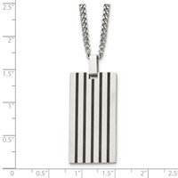 Chisel Stainless Steel Brushed with Black Rubber Inlay Rectangle Dog Tag on a 22 Inch Curb Chain Necklace view 5