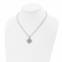 Chisel Stainless Steel Polished Clear and Pink CZ Square Pendant on a Cable Chain Necklace, 18" view 4