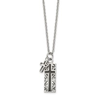 Chisel Stainless Steel Polished Black IP-plated 2 Piece Cross Pendant on a Cable Chain Necklace, 20" view 3