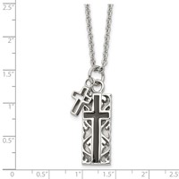 Chisel Stainless Steel Polished Black IP-plated 2 Piece Cross Pendant on a Cable Chain Necklace, 20" view 5