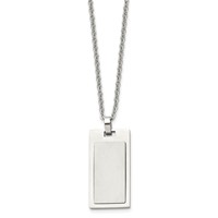 Chisel Stainless Steel Brushed and Polished Rectangle Dog Tag on a Cable Chain Necklace - 22in view 3