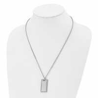 Chisel Stainless Steel Brushed and Polished Rectangle Dog Tag on a Cable Chain Necklace - 22in view 4