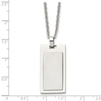 Chisel Stainless Steel Brushed and Polished Rectangle Dog Tag on a Cable Chain Necklace - 22in view 5