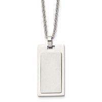 Chisel Stainless Steel Brushed and Polished Rectangle Dog Tag on a Cable Chain Necklace - 22in view 1