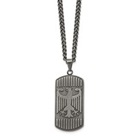 Chisel Stainless Steel Antiqued and Brushed Phoenix Dog Tag on a Curb Chain Necklace, 22" view 3
