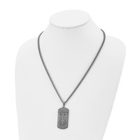 Chisel Stainless Steel Antiqued and Brushed Phoenix Dog Tag on a Curb Chain Necklace, 22" view 4