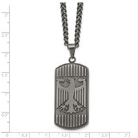 Chisel Stainless Steel Antiqued and Brushed Phoenix Dog Tag on a Curb Chain Necklace, 22" view 5