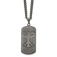 Chisel Stainless Steel Antiqued and Brushed Phoenix Dog Tag on a Curb Chain Necklace, 22" view 1