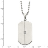 Chisel Stainless Steel Brushed and Polished Necklace with CZ Dog Tag on a Ball Chain, 20" view 5