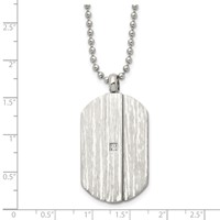 Stainless Steel Brushed & Polished Necklace with CZ Dog Tag, 20" view 5