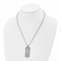 Chisel Stainless Steel Polished and Satin Necklace with Black CZ Dog Tag on a Ball Chain, 20" view 4