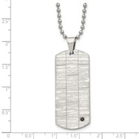 Chisel Stainless Steel Polished and Satin Necklace with Black CZ Dog Tag on a Ball Chain, 20" view 5