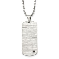 Chisel Stainless Steel Polished and Satin Necklace with Black CZ Dog Tag on a Ball Chain, 20" view 1
